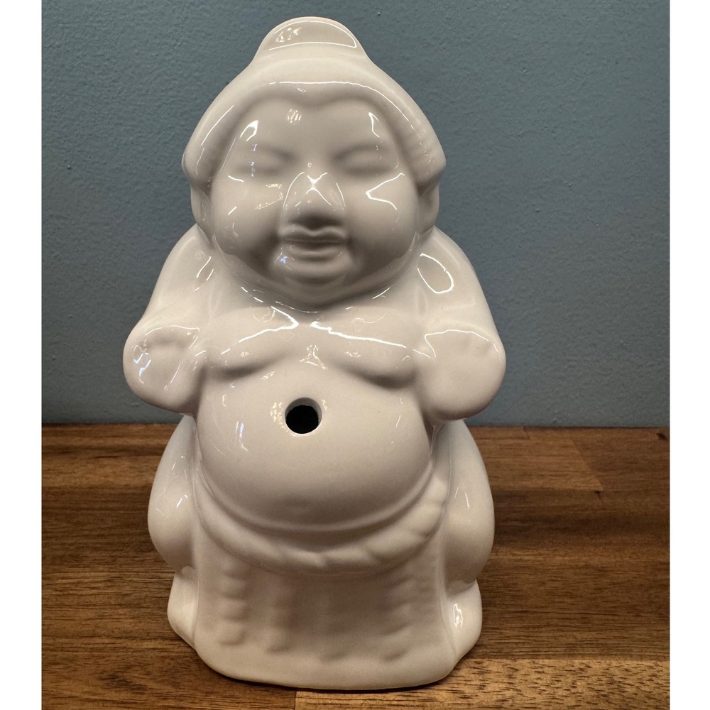 Vintage White Ceramic Sumo Wrestler Tiki Mug White Cocktail Glass
